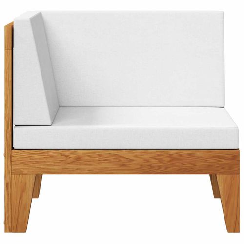 Canapé D'angle Sectionnel Et Coussins Blanc Crème Bois D'acacia