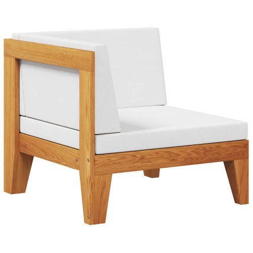 Canapé D'angle Sectionnel Et Coussins Blanc Crème Bois D'acacia