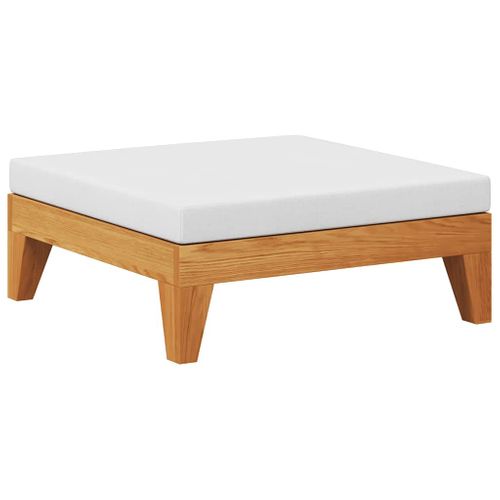 Repose-pied Sectionnel Avec Coussin Blanc Crème Bois D'acacia