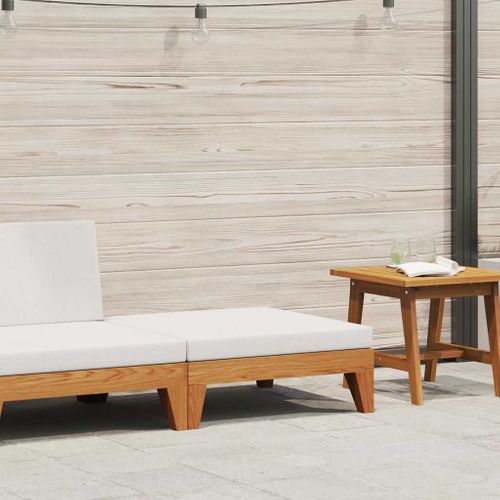 Repose-pied Sectionnel Avec Coussin Blanc Crème Bois D'acacia