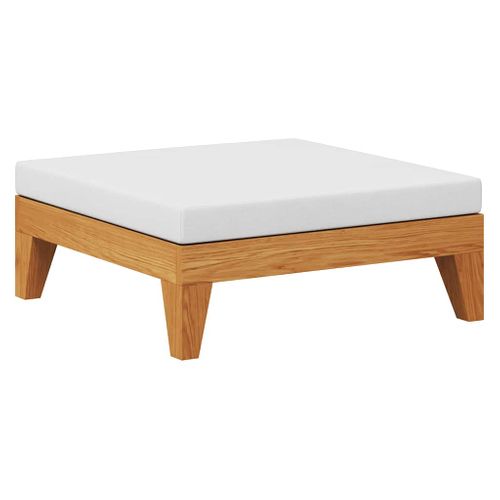 Repose-pied Sectionnel Avec Coussin Blanc Crème Bois D'acacia