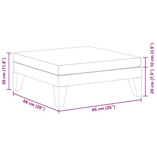 Repose-pied Sectionnel Avec Coussin Blanc Crème Bois D'acacia