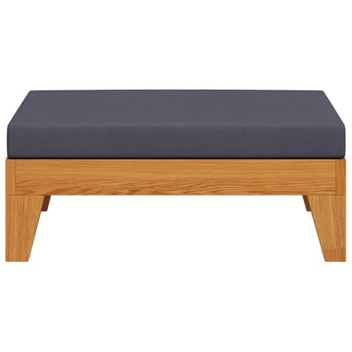 Repose-pied Sectionnel Avec Coussin Gris Foncé Bois D'acacia