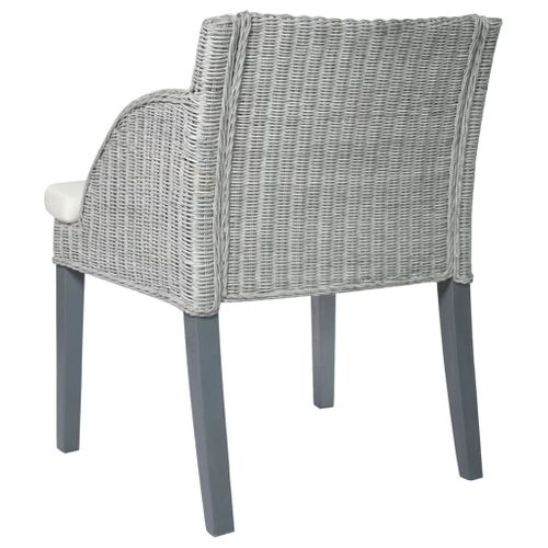 Chaises À Manger Avec Coussins Lot De 2 Gris Rotin Naturel