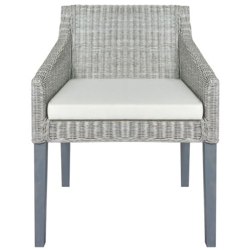 Chaises À Manger Avec Coussins Lot De 2 Gris Rotin Naturel