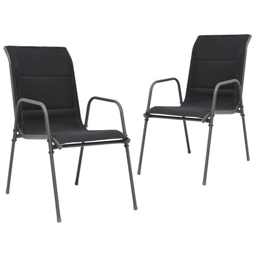 Chaises Empilables De Jardin Lot De 2 Acier Et Textilène Noir