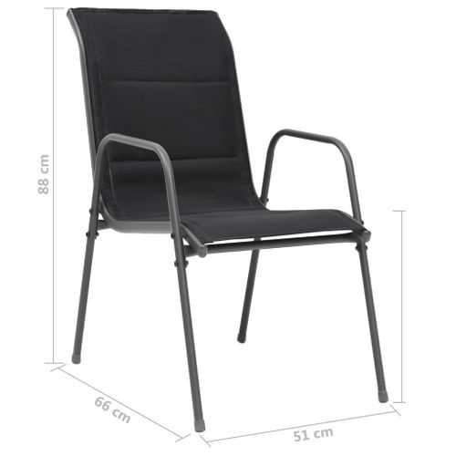 Chaises Empilables De Jardin Lot De 2 Acier Et Textilène Noir