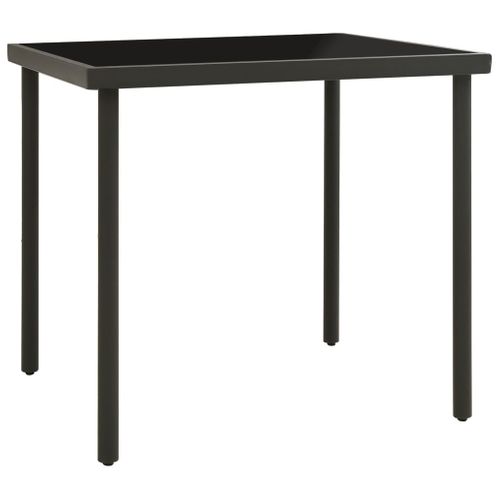Table à Dîner D'extérieur Anthracite 80x80x72 Cm Verre Et Acier