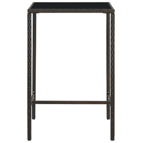 Table De Bar De Jardin Marron 70x70x110 Cm Résine Tressée Verre