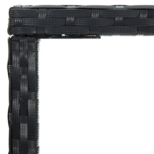 Table De Bar De Jardin Noir 70x70x110cm Résine Tressée Et Verre