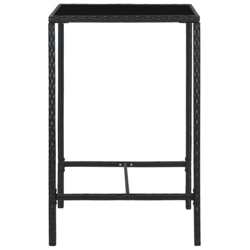Table De Bar De Jardin Noir 70x70x110cm Résine Tressée Et Verre