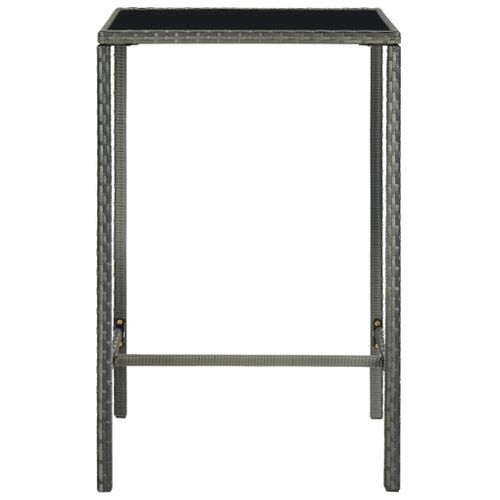 Table De Bar De Jardin Gris 70x70x110cm Résine Tressée Et Verre