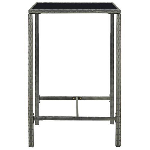 Table De Bar De Jardin Gris 70x70x110cm Résine Tressée Et Verre