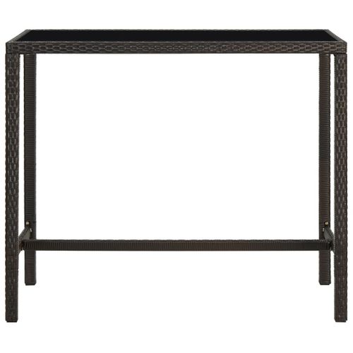 Table De Bar De Jardin Marron 130x60x110cm Résine Tressée Verre
