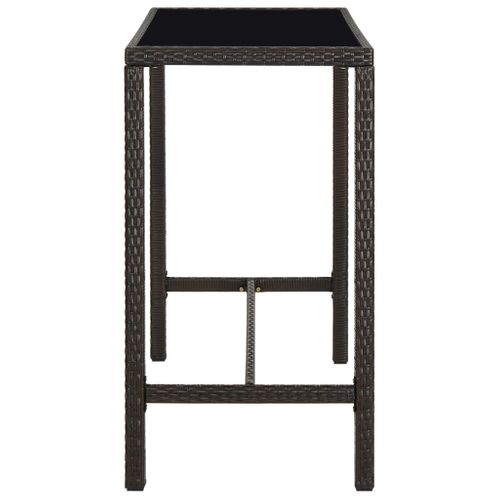 Table De Bar De Jardin Marron 130x60x110cm Résine Tressée Verre