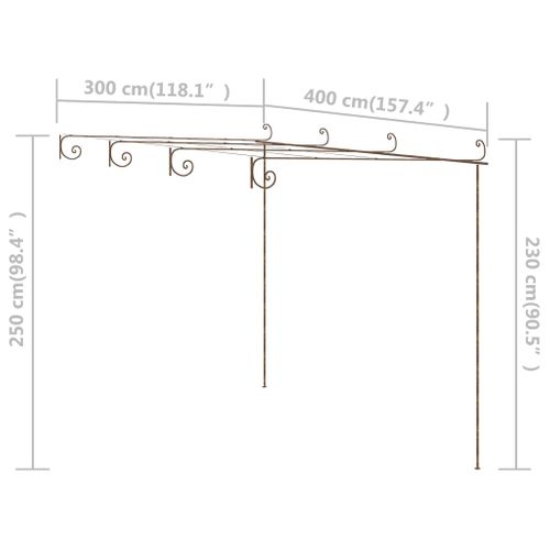 Pergola De Jardin 4x3x2,5 M Fer Brun Antique Tonnelle