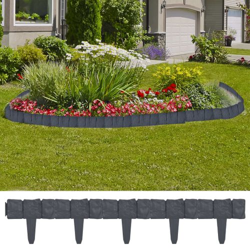 Clôture De Jardin Aspect De Pierre 41 Pièces Plastique 10 M