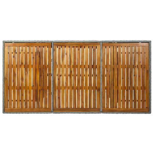 Table De Jardin Gris Clair Résine Tressée Et Bois D'acacia