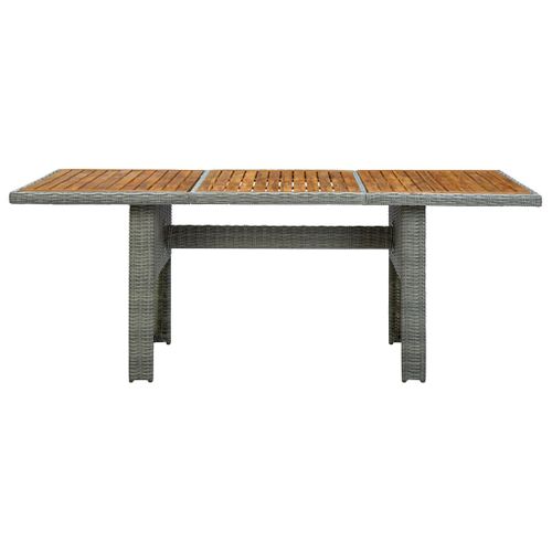 Table De Jardin Gris Clair Résine Tressée Et Bois D'acacia