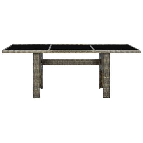 Table De Jardin Marron Résine Tressée Et Verre Trempé