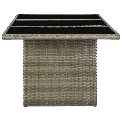 Table De Jardin Marron Résine Tressée Et Verre Trempé