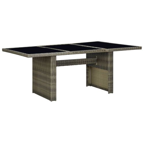 Table De Jardin Marron Résine Tressée Et Verre Trempé