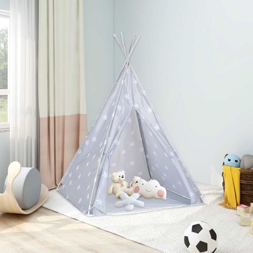 Tente Tipi Pour Enfants Avec Sac Polyester Gris 115x115x160 Cm