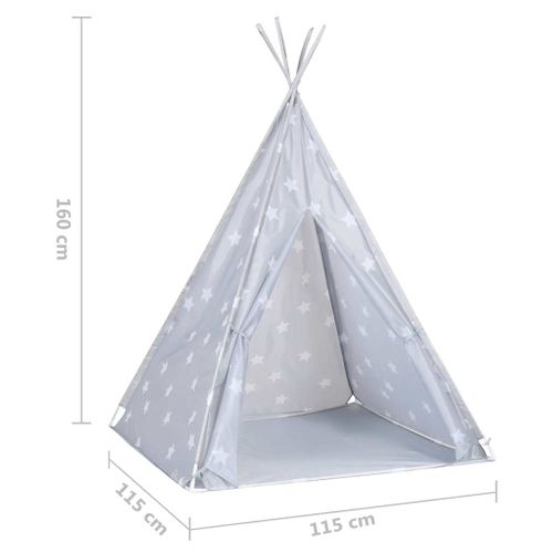 Tente Tipi Pour Enfants Avec Sac Polyester Gris 115x115x160 Cm