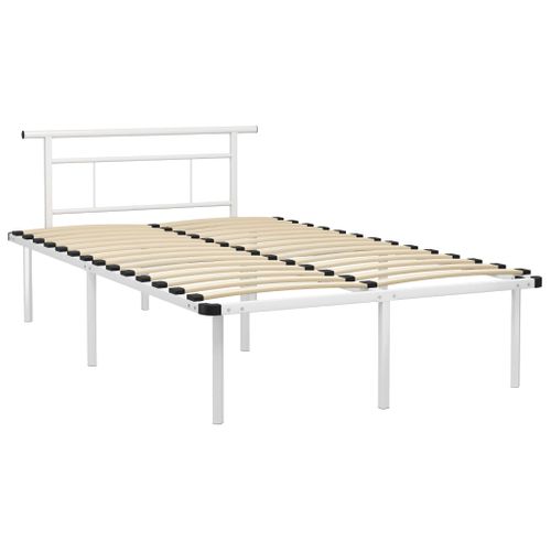 Cadre De Lit Sans Matelas Blanc Métal 120x200 Cm