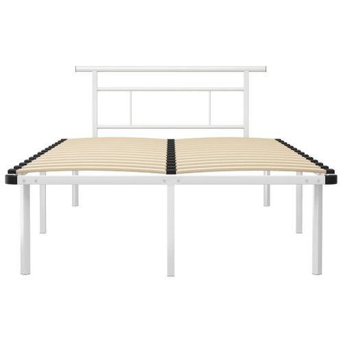 Cadre De Lit Sans Matelas Blanc Métal 120x200 Cm