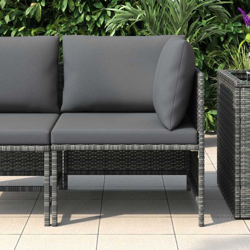 Canapé D'angle Sectionnel Avec Coussins Gris Résine Tressée