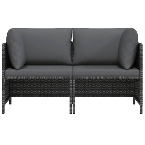 Canapé De Jardin à 2 Places Avec Coussins Gris Résine Tressée