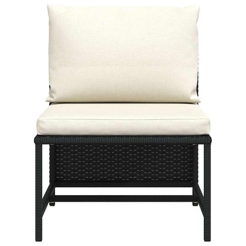 Canapé Central Sectionnel Avec Coussins Noir Résine Tressée