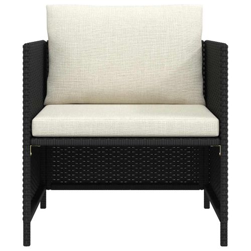 Canapé De Jardin Avec Coussins Noir Résine Tressée