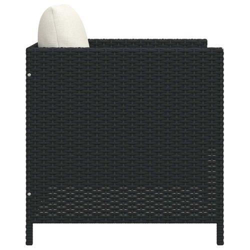 Canapé De Jardin Avec Coussins Noir Résine Tressée