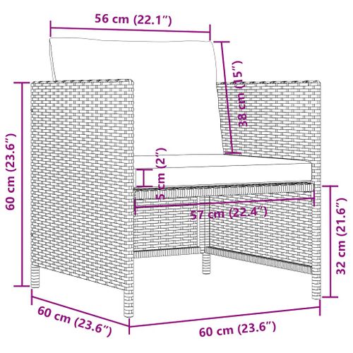 Canapé De Jardin Avec Coussins Noir Résine Tressée
