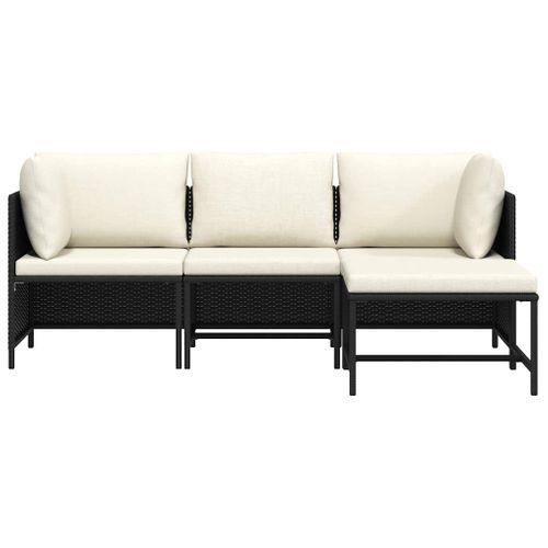 Canapés De Jardin 4 Pièces Avec Coussins Noir Résine Tressée