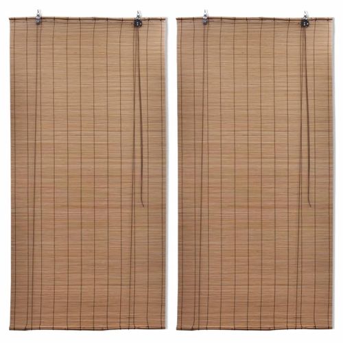 Stores Roulants En Bambou 2 Pièces 100x160 Cm Marron