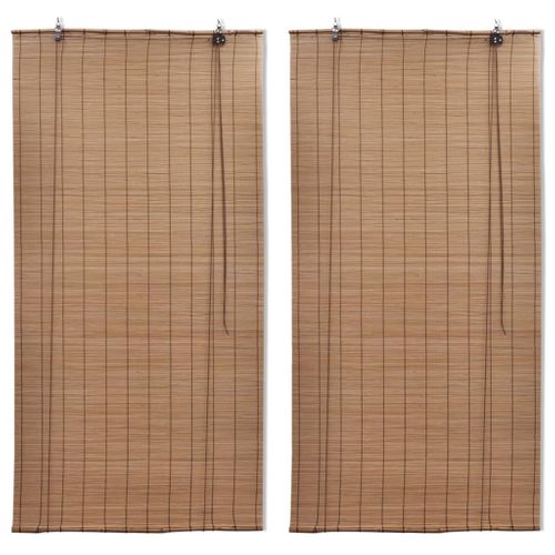 Stores Roulants En Bambou 2 Pièces Marron 120x220 Cm