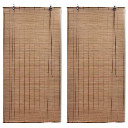 Stores Roulants En Bambou 2 Pièces 150x220 Cm Marron