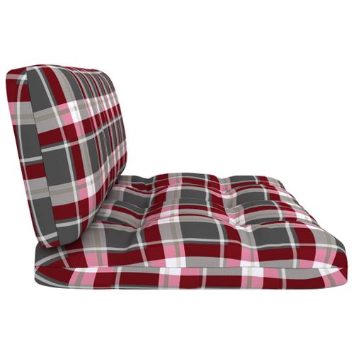 Coussins De Palette 2 PCs Motif À Carreaux Rouge Tissu