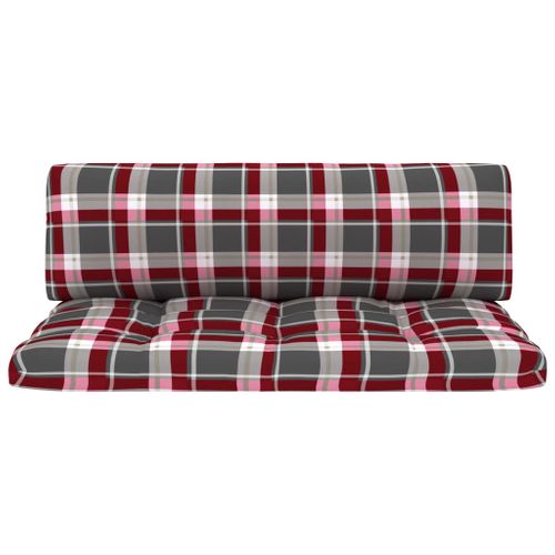 Coussins De Palette 2 PCs Motif À Carreaux Rouge Tissu