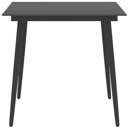 Table à Dîner De Jardin Noir 80x80x74 Cm Acier Et Verre