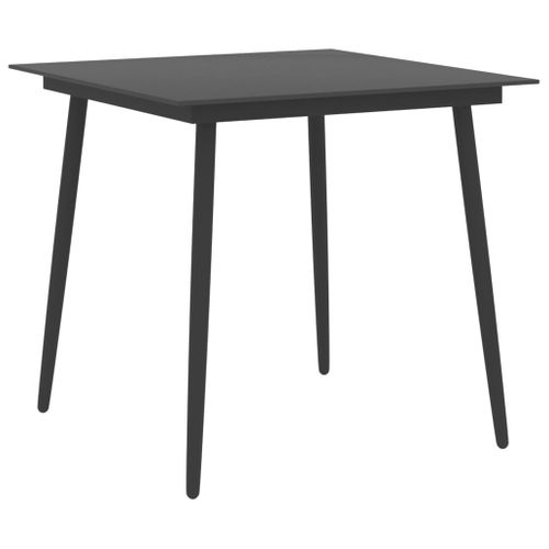Table à Dîner De Jardin Noir 80x80x74 Cm Acier Et Verre