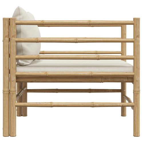 Canapé De Jardin Avec Coussins Blanc Crème Bambou