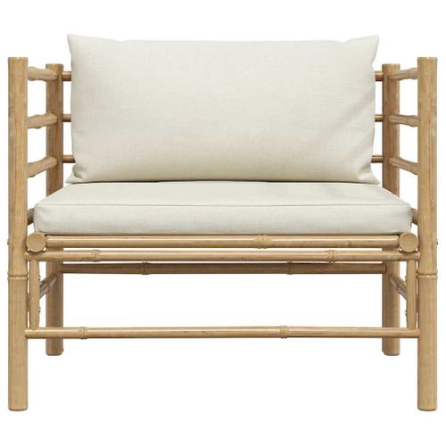 Canapé De Jardin Avec Coussins Blanc Crème Bambou