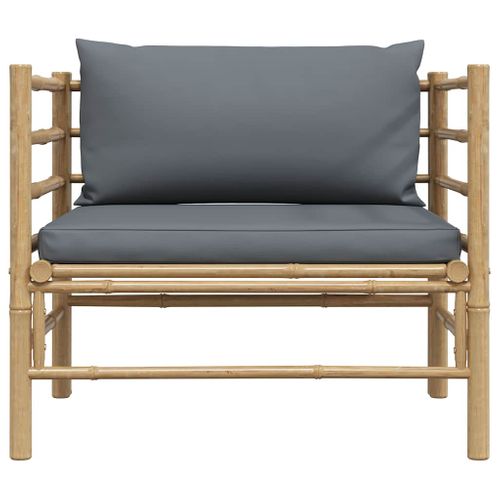 Canapé De Jardin Avec Coussins Gris Foncé Bambou