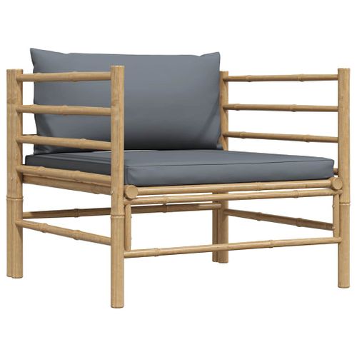 Canapé De Jardin Avec Coussins Gris Foncé Bambou