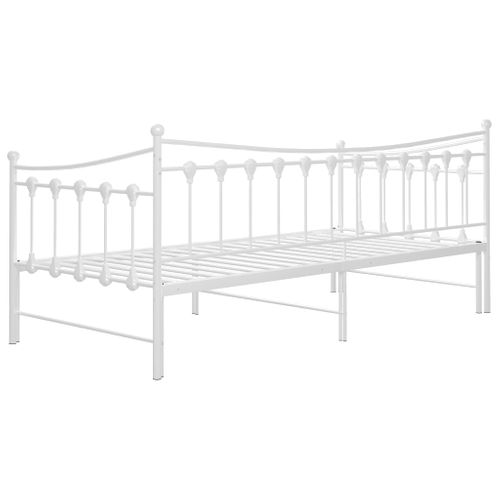 Canapé-lit Escamotable Métal Blanc 90x200 Cm Poudre 2 Places