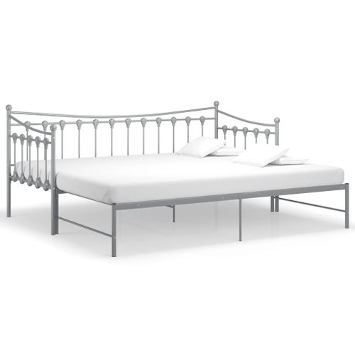 Cadre De Canapé-lit Extensible Sans Matelas Gris Métal 90x200cm